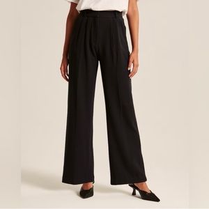 NWT Abercrombie & Fitch Black Tailored Brushed Suiting Wide Leg Pant